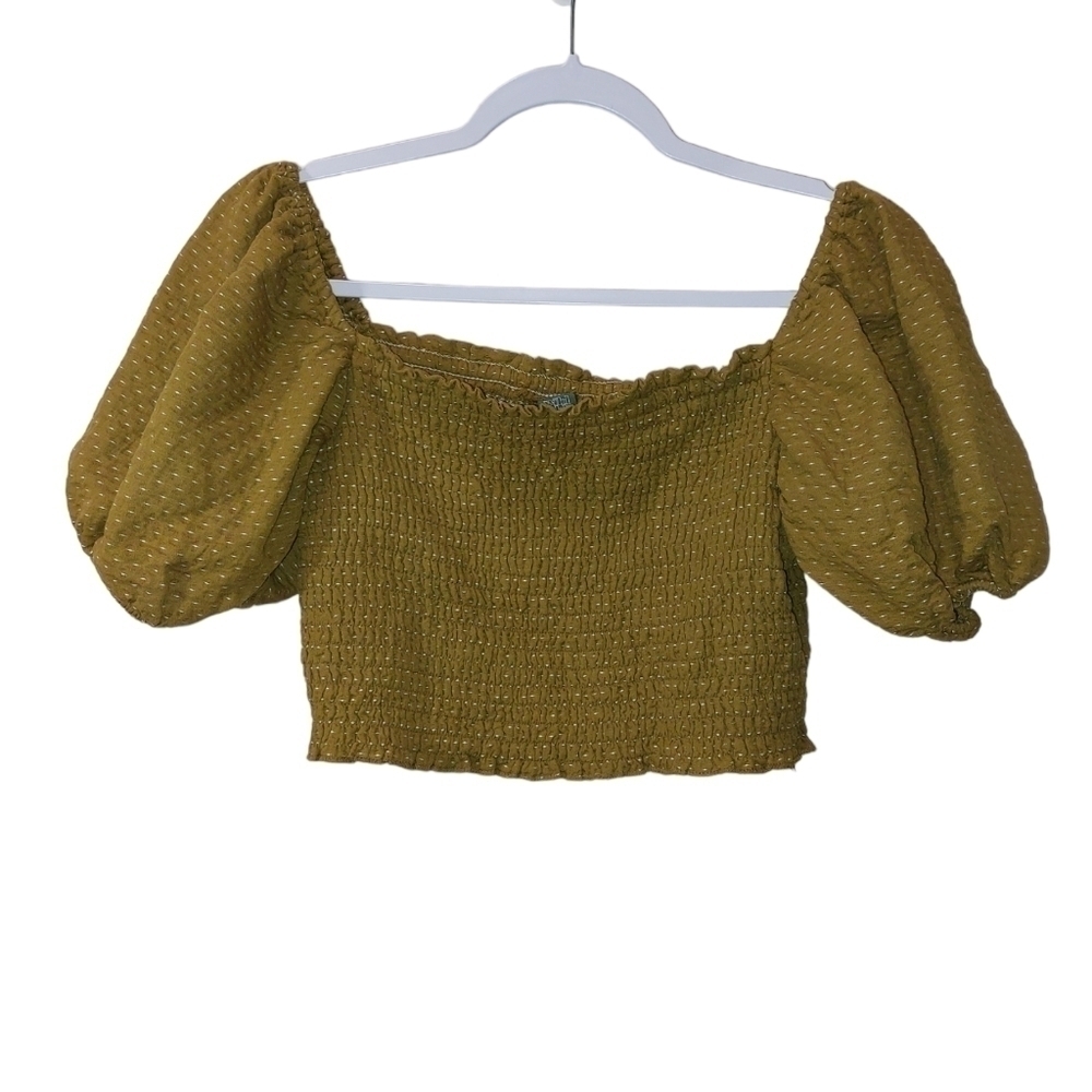 Wild FABLE LADIES SHORT PUFF SLEEVE CROP TOP- S